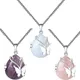Vintage Wire Wrap Butterfly Gemstone Rose Quartz Amethyst Opalite Healing Crystal Pendant Necklace