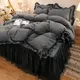 3/4pcs Bedding Bed Linen 2 Bedrooms Bluey Comforter Cover Pillowcases Lace Solid Color Luxury King