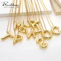 Women's A-Z Pendant Necklace 3D Balloon Charm Name Necklace Chunky Golden Fashion Letter Necklace