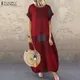 Fashion Summer Check Maxi Dress ZANZEA 2023 Women's Baggy Sundress Casual Short Sleeve Vestidos