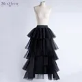 MisShow Gothic Hi-Lo Tulle Tutu Punk Layered Ruffles Tiered Skirt Women High Low Mesh Net Costume