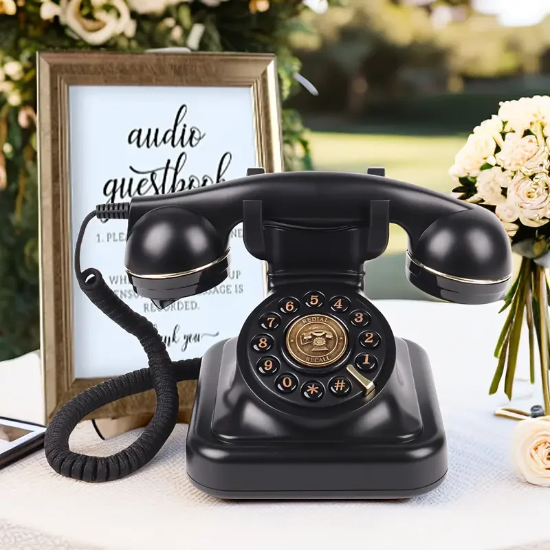 Black Color Audio Guestbook Wedding Phone Voice Recording Vintage Telephone for Wedding Phone Use
