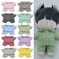 10 Colors Plaid Shirt Pajama Set for 20cm Dolls Long Sleeves Shirt Pant Set Clothes for Cotton Doll