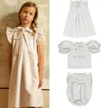 Girl Summer White Lace Dresses Bebe Brand Girl Baby Short Sleeve Lace Rompers Designer Baby Infant