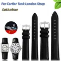 Quick release Genuine Leather Watch Strap for Cartier Tank London Santos100 Lychee Pattern Men