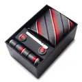 Wholesale New Style Silk Wedding Gift Tie Pocket Squares Set Necktie Box Solid Men Black Fit