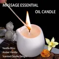 1pc Amber Vanilla massage essential oil candle coconut wax heating body open back SPA romantic