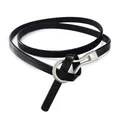 Simple Genuine Leather Thin Belt Women'S Soft Leather Knotted Loose 105cm Small Belt Waist Closing