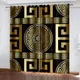3D Print Modern Luxury Brand Design Black and Gold Pattern Thin Shading Polyester Curtain for Living