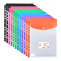 A4 Size Clear Plastic Waterproof Perforated Pockets with Button Closure for 11 Holes Files Binder