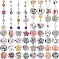 New 925 Sterling Silver Plated 2024 Spring Pink Flower Diy Bead Fit Original Necklace Charms