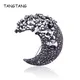 TANGTANG Jewelry Pin Rhinestone Crystal Black Moon Brooch Antique Color Unique Brooches For Scarf