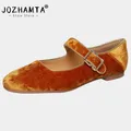 JOZHAMTA Size 33-42 Women Luxury Ballet Flats Shoes Real Leather Round Toe Low Heels For Woman