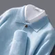 Autumn And Winter New 100 Pure Wool Sweater Men's POLO Collar Button Loose Pullover Sweater Cashmere