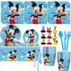 Mickey Mouse Party Supplies Cartoon Birthday Tableware Paper Plate Paper Cup Tablecloth for Kid