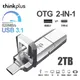 Lenovo 2TB USB Flash Drive Android OTG Type-C And Computer 1TB USB 2-IN-1 High-speed Metal USB Flash