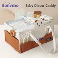 Sunveno Diaper Caddy Organizer Nursery Storage Bin Car Organizer for Diapers Wipes Portable Baby