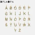 DPLAOPA 925 Sterling Silver 26 Letter Green Spring Letter Initial Alphabet Charm Beads Pendant For