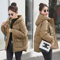 2024 New Winter women Warm Down Cotton Jacket fashion hooded Thick Puffer clothing Short coat casual