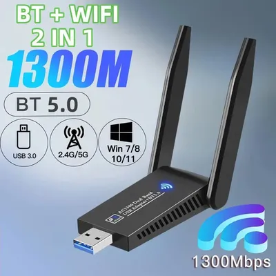 WiFi USB 3.0 Adapter 1300Mbps Bluetooth 5.0 Dual Band 2.4GHz/5GHz Wifi Usb For PC Desktop Laptop Network Card Wireless Receiver