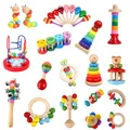 Montessori Wooden Rattles For Baby Crib Toys Baby Rattle Educational Musical Wooden Toys Children