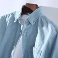 3 Colors 2024 New Men's Casual Denim Shirt Fashion Casual Cotton Slim Fit Cowboy Long Sleeve Shirt