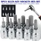 9Pcs Hex Bit Socket Set Sturdy Allen Key Sockets Professional 3/8inch Drive Drill Metric Tools Kit