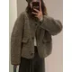 Lamb Wool Coat Women Vintage Cropped Jacket Female Elegant Fashion Fluffy Outerwear Ladies Autumn