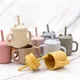 BPA Free Safe Baby Cup Drinking Training Cartoon Shape Cup Baby Silicone Sippy Cups With Straw For