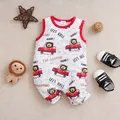 Summer Style Newborn Baby Boy Girl Cute Cartoon Little Lion Car Full Print Comfortable Sleeveless