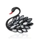 Elegant Rhinestone Black Swan Brooches For Women Suit Dress Accessories Beautiful Bird Animal Brooch