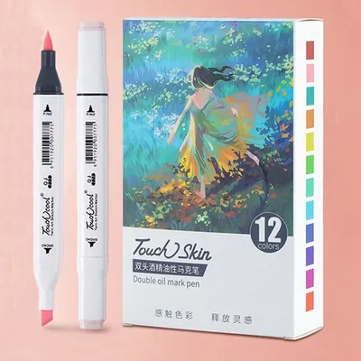 Bview Art 6/12Pcs Double-headed Color Oil Marker Pens Drawing For Fine Point Pen Art Supplies Kids