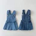 2023 New Girls Dress Fashion Children Clothing Baby Girl Denim Dress Cute Little Girls Strap Dress