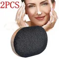 2 Pcs/Set Soft Natural Black Bamboo Sponge Beauty Face Wash Cleaning Cosmetic Puff Charcoal Black