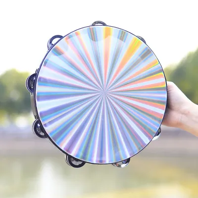 10 Inch Laser Tambourine Orff Musical Instruments High Quality Percussion Instrument for KTV Party