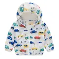 Sun-Safe Summer Fun: boys' Cartoon Handprint Hooded Windbreaker with Free Storage Bag!