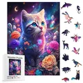 Puzzle in legno con gatto che cambia colore Puzzle a forma di animale irregolare Puzzle ad alta