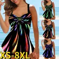 2022 New Women Sexy Two-piece Set Tankini Swimwear Abstract Printing Bikini Monokini Set Summer