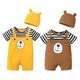 Newborn Baby Boy Clothes Infant Cute Bears Romper Short Sleeves Print Bodysuit 2PCS Toddler Baby Boy