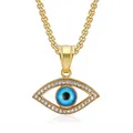 Turkish Blue Evil Eye Pendant Necklaces Female Gold Color Stainless Steel CZ Amulet Charm Necklace