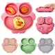 BPA Free Silicone Baby Dining Plate Cute Owl Children Dishes Suction Plates for Toddlers Baby