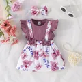 Dress For Kids Newborn 6-36 Months Birthday Purple Short Sleeve Cute Floral Princess Formal Dresses