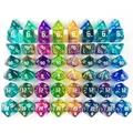 DND dice RPG dice Acrylic dice Multilple colours Starlight effect 7 dice set Retro font style for