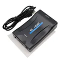 1080P HD to SCART Video Audio Upscale Converter Adapter with USB Cable for HDTV Sky Box STB DVD