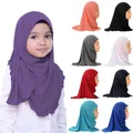 Beautiful Plain Small Girl Hijab Headscarf Simple Cute Hijab Hats Women's Caps Can Fit 2-6 Years Old