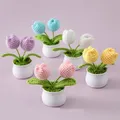 1pc Handmade Woven Flower Potted Artificial Knitted Crochet Tulip Plant Ornaments DIY Material Kit