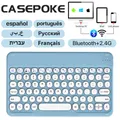 CASEPOKE Round Key Bluetooth Wireless Keyboard For Android IOS Huawei Xiaomi Tablet Korean Russian