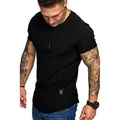 Men's Sports T-shirt Slim Fit O-neck Short Sleeve Muscle Fitness Casual Hip Hop Top Summer Fashion