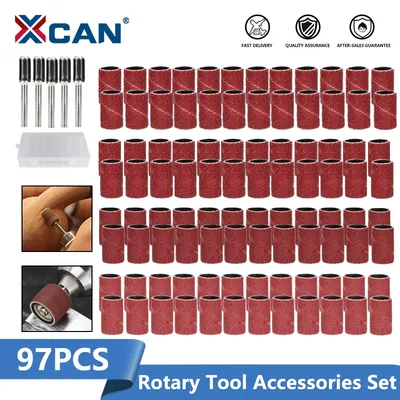 XCAN Sanding Drum Kit 97pcs 60 120 240 320 Grit with 1/4 Inch Sanding Mandrels Sanding Bands for Dremel Rotary Tools