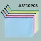 10pcs A3 Mesh Zipper File Bag 5 colors waterproof plastic file Bag for organizing school and